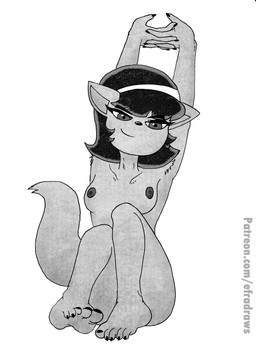 armpit_hair body_hair collarbone feet nipples stretching stretching_arms efradraws nickelodeon t.u.f.f._puppy kitty_katswell domestic_cat felid feline felis mammal absurd_res graphite_(artwork) hi_res monochrome sketch traditional_media_(artwork)