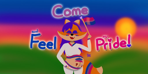 anthro belly big_belly bisexual_pride_colors bodypaint female lgbt_pride pregnant pregnant_female pride_colors solo sportswear stretch_marks tillythefox tilly_loo canid canine fox mammal 2:1 absurd_res hi_res