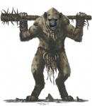 anthro bottomwear clothing club_(weapon) fangs holding_object holding_weapon jewelry loincloth male melee_weapon necklace simple_background solo spiked_club teeth warrior weapon white_background ben_wootten dungeons_and_dragons hasbro pathfinder wizards_of_the_coast gnoll hyena mammal spotted_hyena official_art