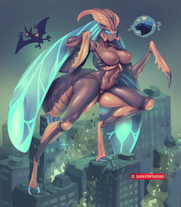 ambiguous_gender anthro anthrofied big_breasts breasts duo female female_focus feral heart_symbol nipples non-mammal_breasts non-mammal_nipples question_mark solo_focus supersatanson godzilla_(series) monsterverse mothra_(series) toho godzilla mothra rodan_(toho) arthropod insect kaiju lepidopteran moth prehistoric_species pteranodon pteranodontid pterosaur reptile scalie 2019