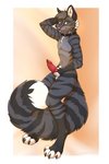 anthro blep collar erection fur genitals grey_body grey_fur hand_behind_head hand_on_penis holding_own_penis holding_penis knot male markings navel penis pink_tongue solo striped_body striped_fur striped_markings striped_tail stripes tail tail_markings tongue tongue_out white_body white_fur white_tail kellwolfik zax_(zwalexan) canid canine domestic_cat felid feline felis fox hybrid mammal absurd_res digital_media_(artwork) hi_res shaded