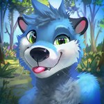 anthro black_nose blep blue_body blue_fur blurred_background eye_glint fluffy fur green_eyes happy looking_at_viewer male multicolored_body multicolored_fur outside plant sky solo teeth tongue tongue_out tree white_body white_fur berubeswagos mammal mustelid otter 1:1 2022 bust_portrait digital_drawing_(artwork) digital_media_(artwork) digital_painting_(artwork) hi_res icon portrait shaded