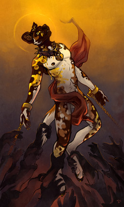 anthro balls bdsm blood blood_from_neck bodily_fluids brown_body brown_fur brown_nose brown_pawpads calf_grab chain collar cuff_(restraint) drapery_(clothing) feet foot_grab fur genitals golden_claws grabbing_hand grabbing_hands halo hand_reaching heart_lock hierophilia lock male markings metal_collar orange_markings pain_play pawpads religion_kink restraints reverse_spiked_collar sadism shackles solo spiked_collar spikes tail tail_grab white_body white_fur yellow_body yellow_fur interkos african_wild_dog canid canine mammal 2024 absurd_res colored_sketch full-length_portrait hi_res portrait sketch