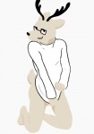 anthro blush bottomless clothed clothing featureless_crotch looking_at_viewer male mascot shirt solo topwear glopossum daihatsu_motors kakukaku_shikajika_(daihatsu_motors) deer mammal digital_media_(artwork)