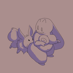 ambiguous_gender anthro areola belly bite black_eyes breasts butt butt_bite duo eyebrows female feral fur grey_background inverted_nipples looking_at_another looking_back looking_back_at_another navel nipples nude shocked simple_background standing tail wide_eyed kasa_beanie nintendo pokemon lissa_(kasa_beanie) eevee generation_1_pokemon pokemon_(species) 1:1 2023 hi_res