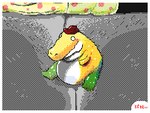 2024 2d_animation 4:3 alligator alligatorid animated border candy clothing colored crocodilian dessert digital_media_(artwork) feral flipnote_studio_(artwork) food food_creature frame_by_frame front_view full-length_portrait glitch_productions green_body gummigoo_(tadc) gummy_(food) gummy_creature halftone hat hat_only headgear headgear_only headwear headwear_only keke_(artist) living_candy loop male male_feral meme mostly_nude overweight overweight_feral overweight_male portrait reptile scalie seamless_loop shaded short_playtime sitting sitting_baby_alligator_meme solo the_amazing_digital_circus three-quarter_view white_border yellow_body