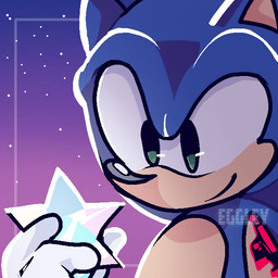 anthro blue_body blue_fur fur gradient_background green_eyes looking_at_object male simple_background solo star eggley_(artist) sega sonic_the_hedgehog_(series) sonic_the_hedgehog eulipotyphlan hedgehog mammal 1:1 2024 2_frame_animation animated animated_png loop