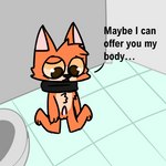 anthro bathroom black_scarf brown_pupils fur genitals kneeling male offering_to_viewer orange_body orange_fur penis public_restroom pupils scarf solo toilet young young_anthro tinky tinky_(character) domestic_cat felid feline felis mammal 1:1 hi_res