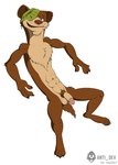 1_eye 4_fingers 4_toes abs anthro anthrofied arm_tuft athletic athletic_anthro athletic_male balls belly bent_legs biceps biped black_claws blue_eyes brown_body brown_fur brown_nose butt_tuft cheek_tuft chest_fur chest_tuft chin_tuft claws countershade_balls countershade_belly countershade_crotch countershade_face countershade_fur countershade_genitalia countershade_neck countershade_torso countershading elbow_tuft eye_patch eye_patch_only eyewear facial_tuft feet finger_claws fingers flaccid foreskin fur genitals glans half-closed_eyes humanoid_genitalia humanoid_penis looking_at_viewer male multicolored_body multicolored_fur narrowed_eyes navel notched_ear nude nude_anthro nude_male open_mouth pecs penis pink_glans plantigrade presenting presenting_balls presenting_penis pubes reclining retracted_foreskin shoulder_tuft simple_background sitting slim slim_anthro slim_male smile smiling_at_viewer smirk smirking_at_viewer solo spread_legs spreading tan_body tan_fur teeth toe_claws toes tuft two_tone_body two_tone_fur wearing_eyewear white_background anti_dev blue_sky_studios ice_age_(series) buck_(ice_age) mammal mustelid musteline true_musteline weasel