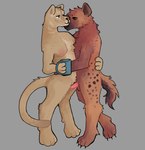 anthro breasts duo female frottage_in_slit male male/female morning_sex sex standing standing_sex voidpunked felid hyena lion mammal pantherine absurd_res hi_res