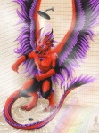 anthro athletic athletic_anthro athletic_male aura bodily_fluids cum cumshot demonic ejaculation erection feathered_wings feathers genital_fluids genitals glowing male masturbation orgasm penile penile_masturbation penis red_body shower shower_head solo steam tail water wings yami_griffin mythology anfys flayre dragon feathered_dragon feathered_scalie mythological_creature mythological_scalie rift_dragon scalie hi_res