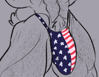 american_flag american_flag_clothing american_flag_underwear anthro barely_visible_tail body_hair bulge detailed_bulge genital_outline genital_shot genitals grey_background leg_hair male muscular muscular_anthro muscular_male penis penis_outline penis_shot pubes simple_background solo united_states_of_america melaisen unknown_species 2022 digital_drawing_(artwork) digital_media_(artwork) monochrome spot_color