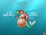 after_vore belly big_belly big_breasts breasts duo female female_pred hair nipples overweight red_hair same_size_vore split_form text underwater vore water frakass disney the_little_mermaid_(1989) ariel_(disney) fish marine merfolk 2017 english_text hi_res