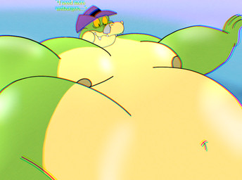 anthro male moobs nipples non-mammal_nipples overweight overweight_male solo toony weight_gain cesarbear brok_the_investigator cowcat_games brok_(brok_the_investigator) alligator alligatorid crocodile crocodilian reptile scalie
