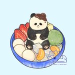 anmitsu black_body black_nose blush chibi feral food fruit ice ice_cube micro paws plant sitting solo strawberry white_body shirokumani bear giant_panda mammal 1:1 2021 hi_res