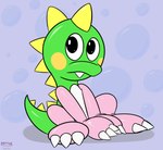 ambiguous_gender green_body solo tail cpctail bubble_bobble mythology square_enix taito bub_(bubble_bobble) bubble_dragon dragon mythological_creature mythological_scalie scalie hi_res