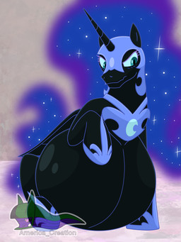 armor belly big_belly blush female feral headgear hoof_on_belly hoof_shoes horn pregnant pregnant_female pregnant_feral regalia simple_background solo tail wings arceus_tummy friendship_is_magic hasbro my_little_pony mythology nightmare_moon_(mlp) equid equine horse mammal mythological_creature mythological_equine pony winged_unicorn 3:4 absurd_res hi_res