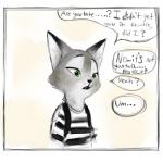 1:1 2016 anthro canid canine dialogue digital_media_(artwork) disney english_text fearmywaffles fox green_eyes male mammal nick_wilde red_fox simple_background solo text true_fox zootopia
