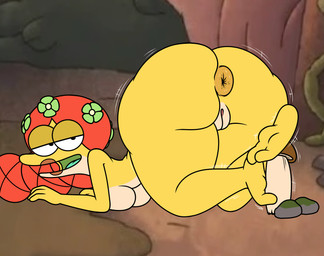 2_toes anthro anus bedroom_eyes big_anus big_butt braided_hair braided_ponytail breasts butt feet female fungus genitals hair head_down_ass_up inviting long_hair looking_at_viewer mature_female mushroom narrowed_eyes nude nude_anthro open_mouth ponytail puffy_anus red_hair seductive shaking_butt smile solo thick_thighs toes vulva wide_hips yellow_body takeshi1000 amphibia_(series) disney felicia_sundew amphibian frog 2025 hi_res