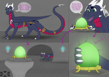 dialogue digitigrade female feral membrane_(anatomy) membranous_wings quadruped scales solo tail text thick_tail treasure ventral_scales wings xenopony456 activision european_mythology mythology spyro_the_dragon cynder dragon mythological_creature mythological_scalie scalie western_dragon absurd_res comic english_text hi_res story