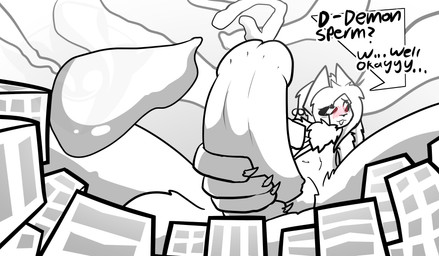 anthro blush bodily_fluids building cum cumshot dialogue ejaculation genital_fluids low-angle_view macro male masturbation solo speech_bubble worm's-eye_view haziidemon joshii_(haziidemon) felid feline hybrid lagomorph leporid mammal rabbit hi_res