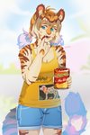 anthro clothing female humanoid_face shirt text text_on_clothing text_on_shirt text_on_topwear topwear luxar92 pancake_(luxar92) felid mammal pantherine tiger 2:3 hi_res