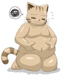 3_toes anthro belly_grab bodily_fluids crouching embarrassed feet male moobs navel nude overweight overweight_male simple_background solo sweat tail toes weight_conscious white_background enigi09 kainushi-san domestic_cat felid feline felis mammal