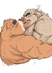 anthro blush bodily_fluids brown_body brown_fur duo fur hug kemono kissing male male/male obese obese_male overweight overweight_male simple_background sweat tongue tongue_out white_background kotobuki bear mammal suid suina sus_(pig) wild_boar 2021 hi_res