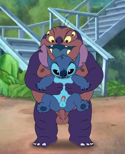 4_eyes 4_fingers 4_toes anal anal_penetration anthro anthro_on_anthro balls black_eyes blue_balls blue_body blue_claws blue_fur blue_nose blue_pawpads claws erection feet finger_claws fingers fur genitals head_tuft humanoid_feet humanoid_genitalia humanoid_penis male male/male multi_eye nipples notched_ear nude overweight overweight_male pawpads penetration penile penile_penetration penis penis_in_ass pink_body pink_skin plantigrade purple_body purple_nose purple_skin screencap screencap_background sex size_difference stairs standing standing_sex toe_claws toes tuft yellow_sclera unclejock disney lilo_and_stitch jumba_jookiba stitch_(lilo_and_stitch) alien experiment_(lilo_and_stitch) kweltikwan hi_res