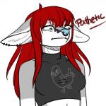 anthro bangs belly big_ears black_clothing blue_nose clothed clothing ear_piercing eyebrows eyelashes facial_piercing female frown fur furgonomics furry-specific_piercing grey_body grey_fur hair half-closed_eyes long_hair multicolored_body multicolored_fur muzzle_piercing narrowed_eyes navel nose_piercing piercing red_hair simple_background snout solo text unimpressed white_background white_belly white_body white_fur hetch pathetic_(meme) dickbutt hetch_(hetch) canid canine fennec_fox fox mammal true_fox 1:1 digital_media_(artwork) english_text meme reaction_image