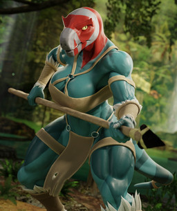 anthro bodily_fluids bottomwear breasts clothing female loincloth melee_weapon muscular muscular_female non-mammal_breasts polearm solo spear sweat weapon calliopestarre connivingrat chocoscorner_(modeler) primal_(series) sonja_(primal) dinosaur prehistoric_species reptile saurischian scalie theropod tyrannosaurid tyrannosauroid tyrannosaurus tyrannosaurus_rex 3d_(artwork) digital_media_(artwork) hi_res