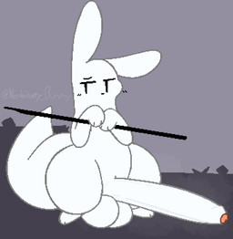 anthro balls big_balls big_tail erection foreskin fur genitals glans holding_melee_weapon holding_object holding_polearm holding_spear holding_weapon humanoid_genitalia humanoid_penis male melee_weapon paws penis pink_penis polearm solo spear tail thick_thighs weapon white_balls white_body white_ears white_fur white_penis white_tail wide_hips nonbinary_bunny rain_world videocult survivor_(rain_world) slugcat 2023 digital_drawing_(artwork) digital_media_(artwork)