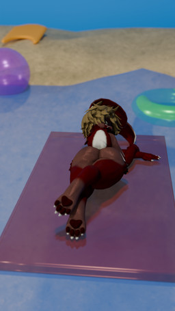 anthro beach blonde_hair boogie_board claws flotation_device fur green_eyes hair looking_at_viewer looking_back lying male markings pawpads pool_float pose red_body red_fur solo water white_body white_claws white_fur white_markings jman7407 toby_(jman7407) lagomorph leporid mammal rabbit 3d_(artwork) 9:16 digital_media_(artwork) hi_res pinup
