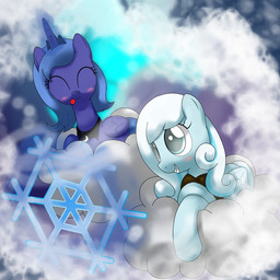 blind blue_body blue_eyes blue_feathers blue_hair blush crown disability duo eyes_closed feathered_wings feathers female feral hair headgear horn multicolored_hair royalty smile snowflake tiara tongue tongue_out two_tone_hair wings hoyeechun friendship_is_magic hasbro my_little_pony mythology fan_character princess_luna_(mlp) snowdrop_(character) equid equine mammal mythological_creature mythological_equine pegasus winged_unicorn 1:1 hi_res