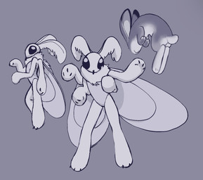 4_arms ambiguous_gender anthro biped duo feral looking_at_viewer multi_arm multi_limb standing wings dokudrinker arthropod insect lagomorph lepidopteran leporid mammal moth rabbit 2023 digital_drawing_(artwork) digital_media_(artwork) greyscale hi_res monochrome shaded simple_shading