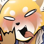 ambiguous_gender anthro solo alessandrafurry aggretsuko sanrio retsuko ailurid canid canine fox mammal red_panda 1:1 hi_res female_(lore)