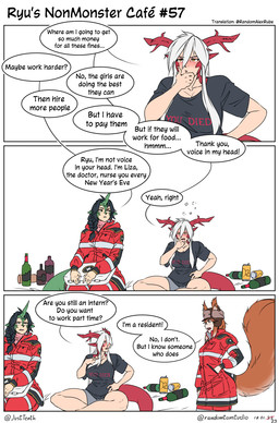 alcohol beer beverage big_tail black_clothing black_hair black_shirt black_topwear breasts clothing dialogue drunk female green_horn green_tail group hair horn long_hair monster_girl_(genre) raised_tail red_ears red_horn red_tail shirt simple_background sitting speech_bubble substance_intoxication tail text topwear trio white_background white_hair randomtanstudio mythology ryu's_non_monster_cafe you_died_(meme) jesse_(randomtanstudio) liza_(randomtanstudio) ryu_(randomtanstudio) animal_humanoid dragon dragon_humanoid humanoid lizard_humanoid mammal mammal_humanoid mythological_creature mythological_scalie reptile reptile_humanoid rodent rodent_humanoid scalie scalie_humanoid sciurid sciurid_humanoid tree_squirrel tree_squirrel_humanoid comic english_text hi_res meme