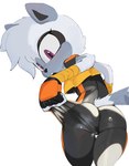 5_fingers anthro arm_wraps biped black_bodysuit black_clothing black_gloves black_handwear black_inner_ear black_nose black_skinsuit blush blush_lines bodysuit breasts butt clothed clothed_anthro clothed_female clothing eyelashes female female_anthro fingers fur furgonomics gloves grey_body grey_ears grey_fur handwear head_turned light looking_back multicolored_body multicolored_bodysuit multicolored_clothing multicolored_fur multicolored_skinsuit open_mouth orange_bodysuit orange_clothing orange_gloves orange_handwear orange_skinsuit pink_eyes pupils rear_view shirt simple_background skinsuit small_breasts solo spandex_suit standing teeth tight_clothing topwear two_tone_body two_tone_bodysuit two_tone_clothing two_tone_fur two_tone_skinsuit white_background white_body white_fur wraps yellow_clothing yellow_shirt yellow_topwear yellow_wraps magnetstuff idw_publishing sega sonic_the_hedgehog_(comics) sonic_the_hedgehog_(idw) sonic_the_hedgehog_(series) tangle_the_lemur lemur mammal primate strepsirrhine 2025 hi_res lighting shaded