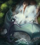 feral forest forest_background male membrane_(anatomy) membranous_wings nature nature_background plant solo tail tree waterfall wings darlsol' blizzard_entertainment european_mythology mythology warcraft netherwing_(character) dragon mythological_creature mythological_scalie netherdrake scalie western_dragon wyvern hi_res