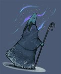 2021 anthro aurora_(phenomenon) breathing clothed clothing constellation crook digital_media_(artwork) dragon horn lamp lantern male mythological_creature mythological_scalie mythology night phyn robe scalie snow solo staff standing star themefinland walking_stick wingless_dragon winter