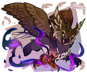 brown_body chibi claws feathers feral fire horn wings yellow_eyes blitzdrachin conditional_dnp mythology dark_fire avian bird demon gryphon hybrid mythological_avian mythological_creature owl digital_drawing_(artwork) digital_media_(artwork)