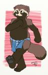 anthro barefoot biped bottomwear clothed clothing feet fluffy fluffy_tail loincloth male slightly_chubby solo tail topless walking nogitsunegabriel housepets! itsuki_(housepets!) canid canine mammal raccoon_dog tanuki 2011 digital_media_(artwork) signature