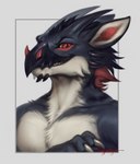 ambiguous_gender anthro claws fur horn red_eyes smile solo teeth rogueliger mythology dragon furred_dragon furred_scalie mythological_creature mythological_scalie scalie 2022 digital_media_(artwork)