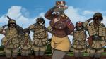 16:9 anthro armor asinus bag big_breasts breasts canid canine canis cleavage clothed clothing domestic_dog donkey equid equine fangs female gesture group hair hat headgear headwear helmet hi_res hladilnik lagomorph leporid male mammal markings military mole_(marking) rabbit salute smile teeth widescreen world_war_2