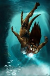 anthro bikini boob-light breasts butt clothed clothing female flashlight furgonomics glare glistening glistening_eyes knife knife_sheath scenery sea skimpy solo swimwear tail tail_clothing tight_clothing two-piece_swimsuit underwater water kinojaggernov lei-lani mammal mustelid otter sea_otter