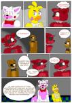 aggablaze animatronic anthro avian bear bird canid canine chica_(fnaf) chicken comic digital_media_(artwork) english_text five_nights_at_freddy's five_nights_at_freddy's_2 fox foxy_(fnaf) freddy_(fnaf) galliform gallus_(genus) hi_res machine mammal mangle_(fnaf) phasianid robot scottgames text