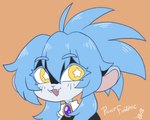 anthro blue_body blue_fur blue_hair chibi fangs fur hair male smile solo star_eyes teeth yellow_eyes sinfrou nebula_stellas haplorhine mammal monkey primate hi_res