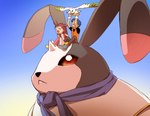 anthro beady_eyes female group long_ears male red_eyes size_difference ttam_8_8 bandai_namco digimon henry_wong suzie_wong antylamon digimon_(species) human lagomorph leporid mammal rabbit terriermon hi_res