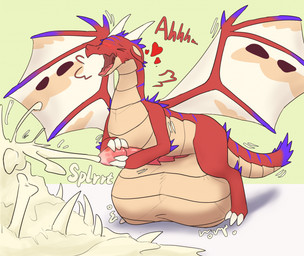 balls big_balls bodily_fluids bone bones_in_cum cock_vore cum cum_vore digestion disregard_of_life ejaculation excessive_cum excessive_genital_fluids fatal_vore feral genital_fluids genitals heart_symbol huge_balls hyper hyper_balls hyper_genitalia male membrane_(anatomy) membranous_wings non-mammal_balls penile penis purple_body red_body solo tan_balls tan_body vore wings accadurosoce mythology dragon mythological_creature mythological_scalie scalie hi_res