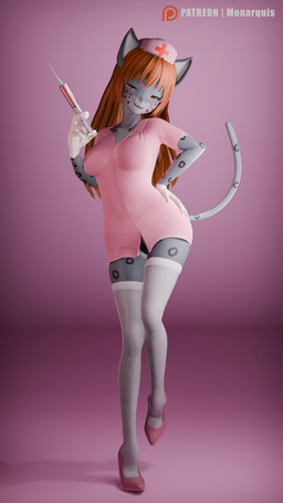 anthro clothing female injection nurse nurse_clothing simple_background solo syringe monarquis momo_(monarquis) felid mammal pantherine snow_leopard 3d_(artwork) 4k 9:16 absurd_res digital_media_(artwork) hi_res